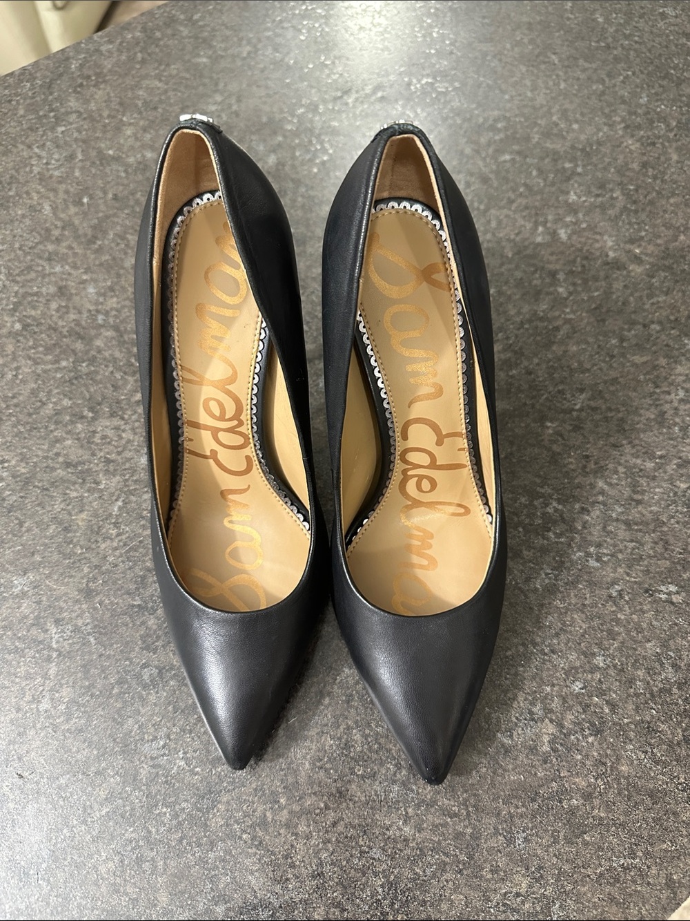 Sam Edelman Danna Black Pointed-Toe Leather Pumps